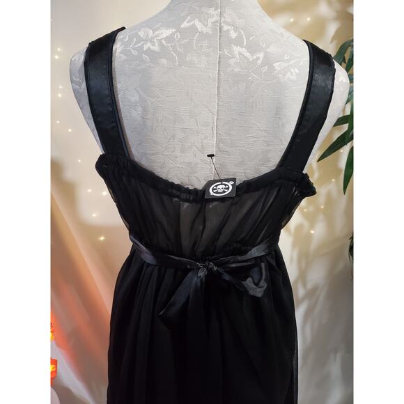 Twenty One Noir Leather Chiffon Pleated Satin Fit & Flare Dress Womens Size S - Picture 7 of 11